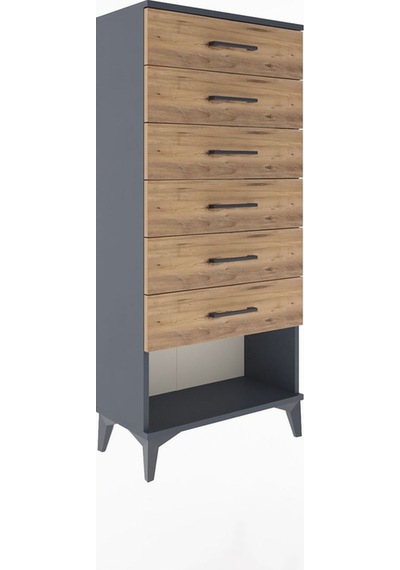 Arges Dolap 6 Çekmeceli 60x30x134 Antrasit-çam Antrasit