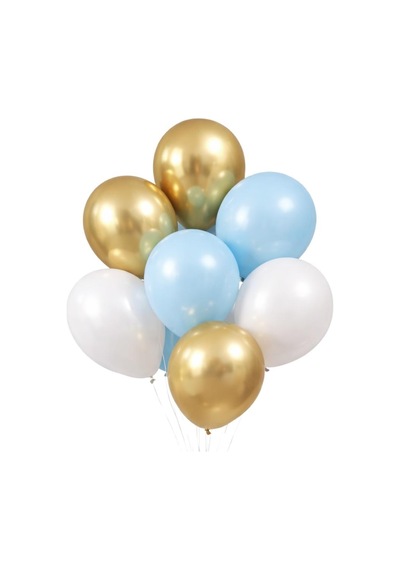 Kedi Temalı Konsepti 10 'lu Balon Seti Mavi Gold Konsept