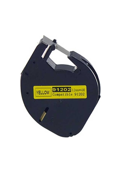 Dymo Letratag 59423 Muadil Kağıt Sarı Üstüne Siyah Etiket 91202 12mm X 4m 1