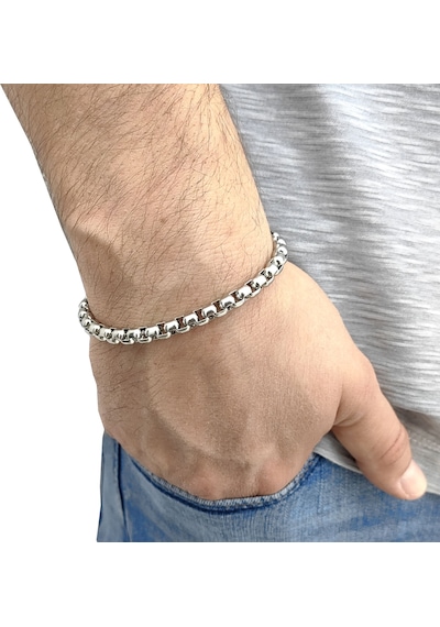 Chavin 6 mm. 21 cm. Gri Çelik Erkek Bileklik er33-6 Çelik