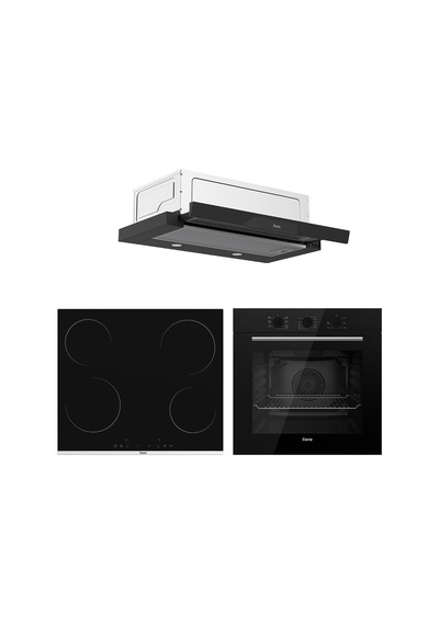Elektrikli Aspiratörlü Siyah 3'lü QBL62CS-MS261-D036 Ankastre Set Elektrikli Aspiratörlü Siyah 3'lü QBL62CS-MS261-D036 Ankastre Set