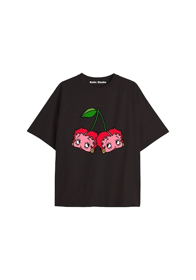Kalic Studio Y2k Vintage Cherry Baskılı Siyah T-shirt Kod 94 Siyah-94