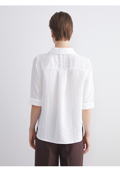Lcwaıkıkı Classic Beyaz Çizgili Oversize Kadın Gömlek