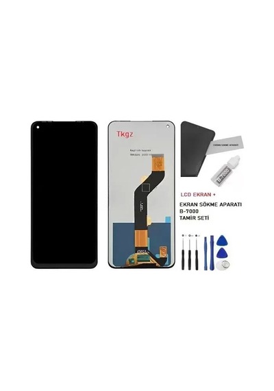 Tkgz - Tecno Camon 16 Uyumlu Lcd Ekran Dokunmatik Reyze Servis Lcd + B-7000 + Tamir Kiti