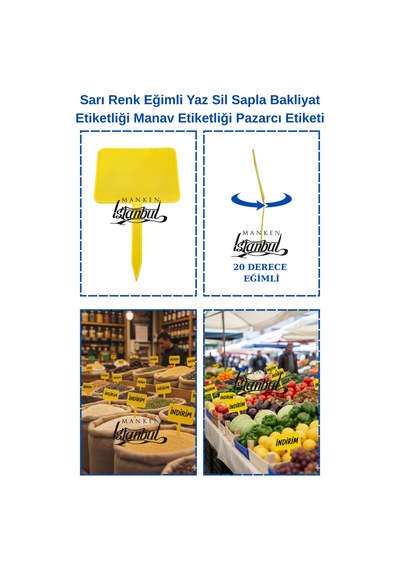 Yaz Sil Büyük Boy Açılı Eğimli Sapla Bakliyat Etiketliği 50 Adet Manav Pazarcı Diğer