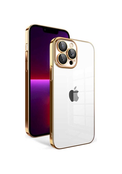 Apple Uyumlu iPhone 13 Pro Kılıf Kamera Korumalı Renkli Çerçeveli Zore Garaj Kapak Gold