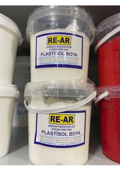 Re-Ar Plastisol Beyaz Serigrafi Tekstil Baskı Boyası 1 Kg