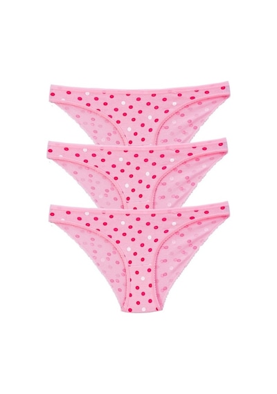 Pemilo Kadın 3'Lü Paket Desenli Bikini Külot Pembe (481017790)-Tek Ebat-Pembe