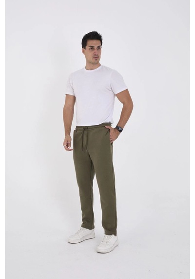 Assema Unisex Üç İplik Basic Eşofman Pantolon - Haki Çok Renkli