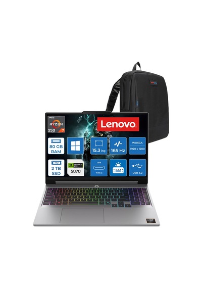Lenovo LOQ 15AHP11 W83TN0096TRH37 Ryzen 7 250 80 GB 2 TB SSD 8 GB/rtx5070 115w 15.3" W11H Dizüstü Bilgisayar + Çanta