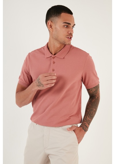 Buratti Pamuklu Regular Fit Düğmeli Erkek Polo Yaka T Shirt 5902127 Gül
