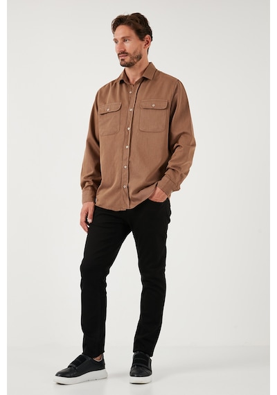 Buratti Pamuklu Çift Cepli Regular Fit Erkek Gömlek Cf25W128858 Camel