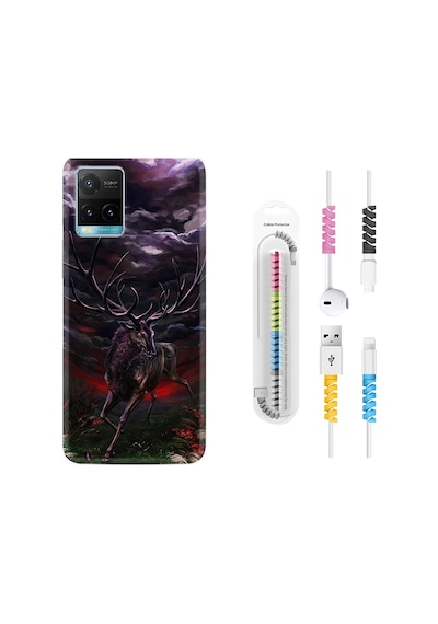Vivo Y33S Kılıf Kablo Koruyuculu Dark Deer 1786