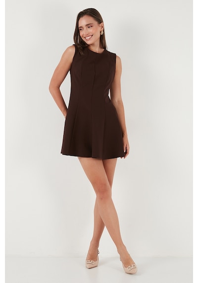 Lela Regular Fit Bisiklet Yaka Volanlı Mini Boy Bayan Elbise 6525647 Kahve Lela Regular Fit Bisiklet Yaka Volanlı Mini Boy Bayan Elbise 6525647 Kahve
