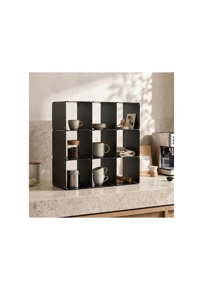 Node 9'lu Modüler Metal Açık Raf Ünitesi Çok Amaçlı Küp Kitaplık 50x50 Cm Siyah - 944249484 Siyah