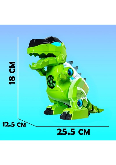 Vardem Oyuncak K-1 Gear Şeffaf Gövdeli Işıklı Sesli Yürüyen T-rex Robot Dinozor Yeşil Çok Renkli