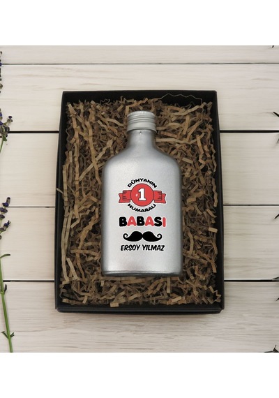 Bk Gift Kişiye Özel İsimli Baba Temalı Gümüş Tasarım Cam Şişe Kolonya 200 ML 6
