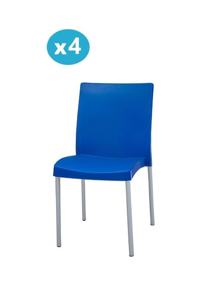 Omnipazar Mt-cf875 Vortice Plastik Bahçe Balkon Sandalye 4'lü Set Mavi