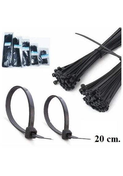 Siyah Cırt Plastik Kelepçe 20 Cm Kablo Bağı - 3.6 200mm 100 Adet