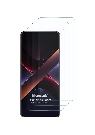 Microsonic Xiaomi Poco X7 Screen Protector Nano Glass Cam Ekran Koruyucu 3 Lü Paket