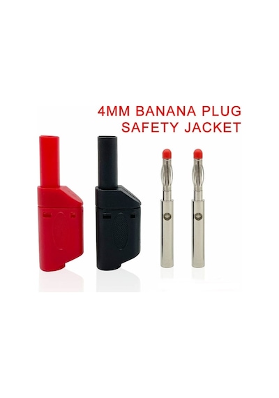 1 Takım 4mm Korumalı Tip Banan Jak Fiş Kırmızı Siyah