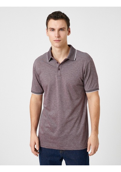 Koton Polo Yaka Tişört Düğme Detaylı Dar Kesim Bordo 3Sam10004Mk 3Sam10004Mk1Sk Bordo