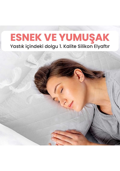 Eve Tekstil Diamond Kalite Kapitone Yastık  2 Adet 50 x 70 CM 800 G