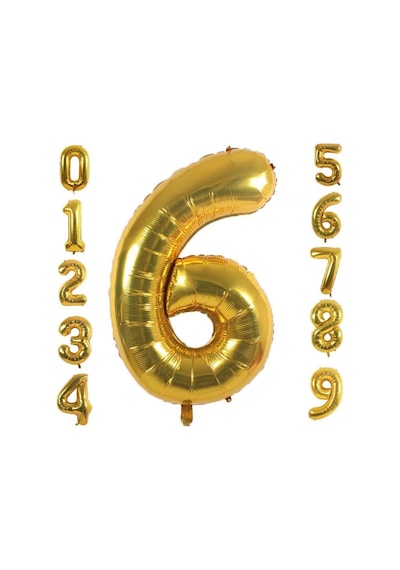 Rakam Folyo Balon 34 İnç 76-82 Cm Gold, 6 Genel