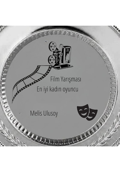 Sinema Ve Tiyatro Temalı İsme Özel Gümüş Tabak Plaket - Oyuncu Ödülü
