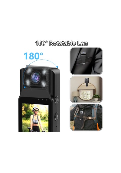 Hd 4k Cep Klipsli Mini Profesyonel Kamera Taşınabilir Dijital Video Kaydedici Bodycam 180 Lens Siyah - 710475842 Siyah