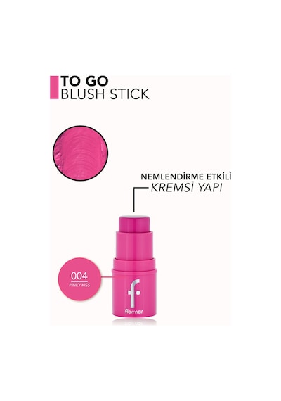 Flormar To Go Işıltılı & Doğal Bitişli Yoğunluğu Ayarlanabilir Kremsi Stick Allık 004 Pinky Kiss