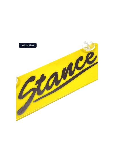 Trobus Vantuzlu Dekor Plaka Cam Süsü Stance Yazılı 22x7,5 Cm Sarı