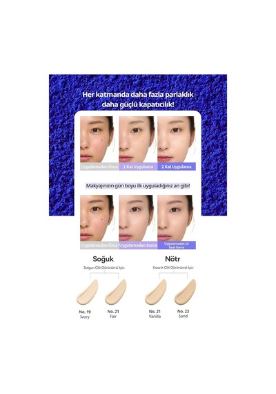 Yarı Parlak Bitişli Nemlendirici Fondöten + Fırça Layering Fit Foundation Semi Glow Set No.21 Fair Çok Renkli