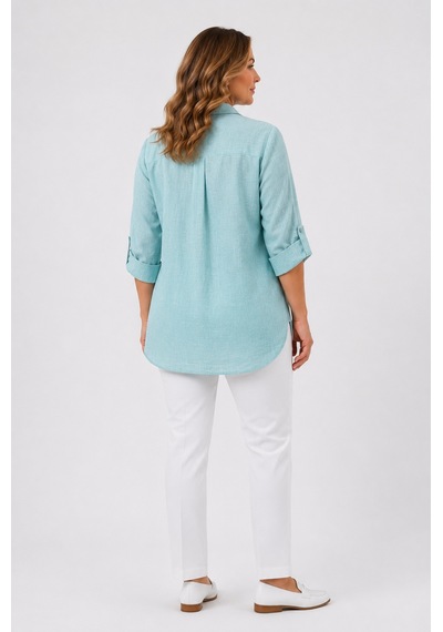 Bihan Store Kadın Taş Baskı Detaylı Gömlek Bluz İkili Takım Y26-50160 Mint