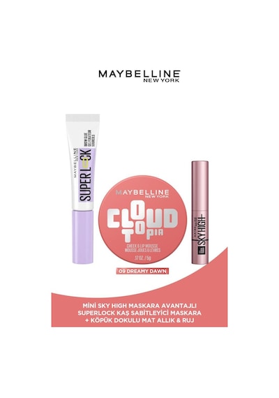 Super Lock Kaş Sabitleyici Maskara & Cloudtopia Mat Allık 09 & Mini Sky High Maskara Hediye pktkasmaskarallik-11216 0
