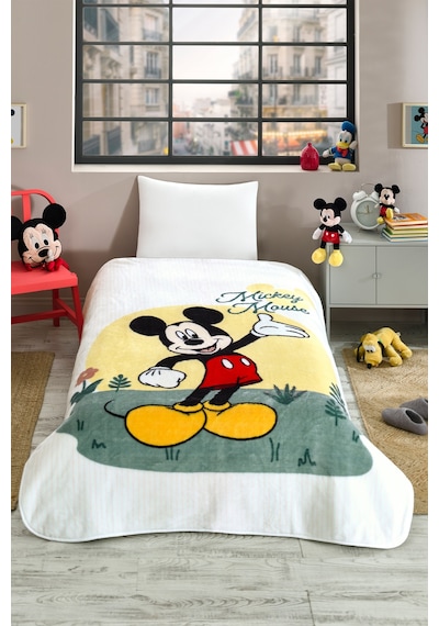 Özdilek Mickey Mouse Happines Disney Lisanslı Tek Kişilik Çocuk Battaniyesi 155x215 Cm Desenli