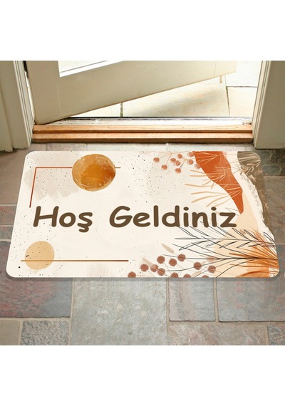 Dijital Baskılı Hoş Geldiniz Yazılır Desenli Dekoratif Dış Kapı Önü Ve Iç Mekan Paspası Yıkanabilir Turkuaz