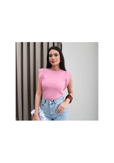 Çınar Boutique Omuzu Taşlı T Kol Tişört Pembe Pembe