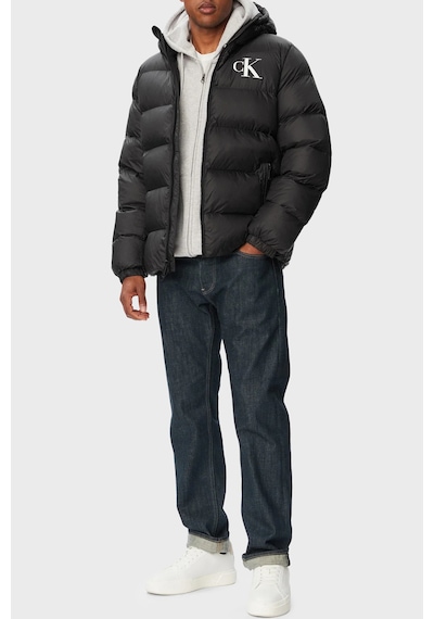 Calvin Klein Logolu Su İtici Kapüşonlu Şişme Mont Lv04rg513gub1 Erkek Mont Lv04rg513g Ub1 Siyah