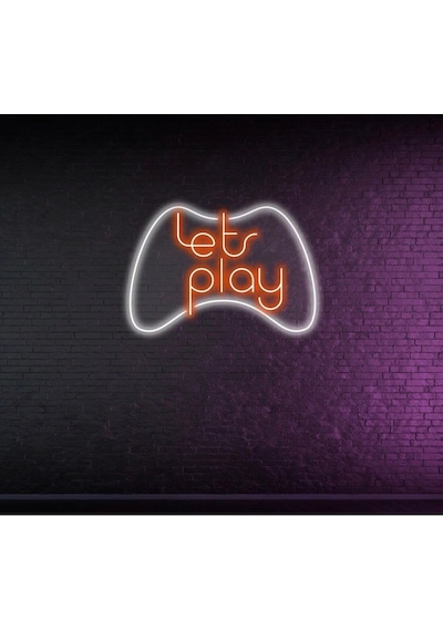 Lets Play Yazılı Ve Şekilli Neon Tabela Turuncu