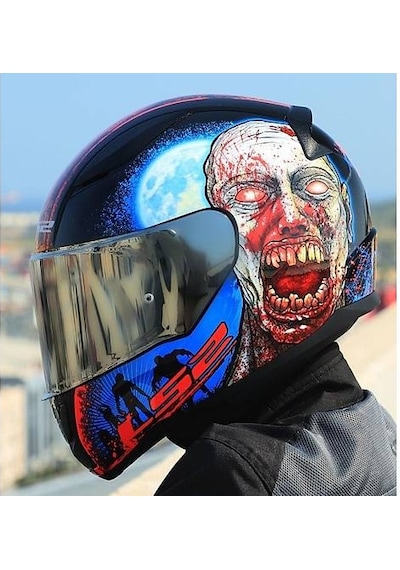 Ls2 Rapıd 2 Zombıe Fullface Motosiklet Kaskı Gri Camlı Kırmızı - Mavi