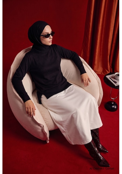 Armine Trend Geometrik Desenli Bisiklet Yaka Uzun Kollu Yan Yırtmaçlı Tunik Siyah 26ktd415 Armine Trend Geometrik Desenli Bisiklet Yaka Uzun Kollu Yan Yırtmaçlı Tunik Siyah 26ktd415