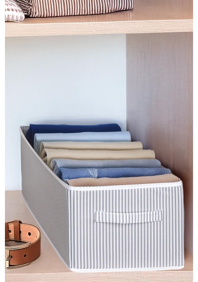 Dolap Içi Pantolon Düzenleyici Saklama Kutusu Organizer Çizgili Kumaş 40 X 40 Beyaz Tr Diğer