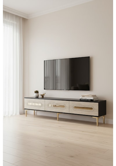 Tsa1806atg - Rany Tsa180 Tv Stand, Tv Sehpası Ve Tv Ünitesi Antrasit-traverten-gold 180cm Tsa1806atg - Rany Tsa180 Tv Stand, Tv Sehpası Ve Tv Ünitesi Antrasit-traverten-gold 180cm