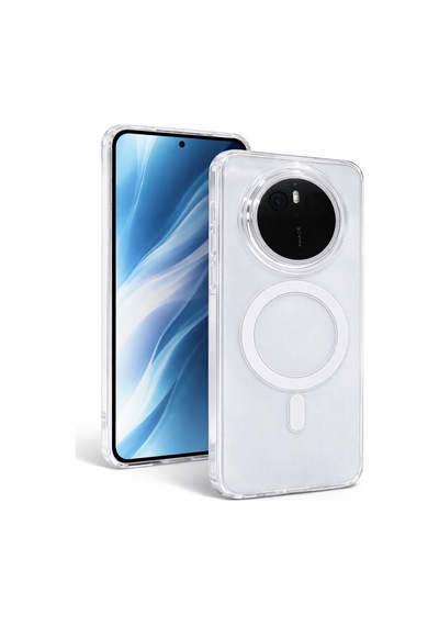 Huawei Mate 60 Pro Uyumlu Kamera Korumalı Magsafe Wireless Şarj Özellikli Lüks Şeffaf Silikon Telefon Kılıfı Şeffaf