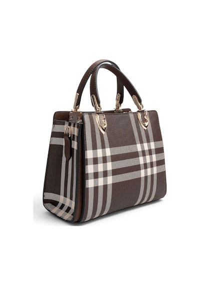 Silver & Polo Silver Polo Kahve - Kahve Çizgili Ekose Kadın El Çantası Sp1133 Kahverengi