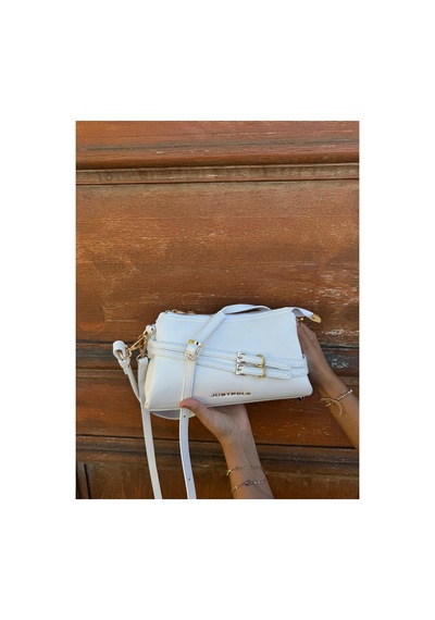Just Polo Kadın Yeni Sezon Gold Aksesuarlı Ayarlanabilir Askılı Şık El Ve Omuz Çantası Shopper Beyaz