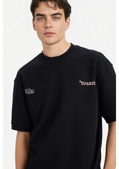 Defacto Nefes Alabilen Loose Fit Baskılı Tişört F8148ax26spbk81 Siyah-bk81