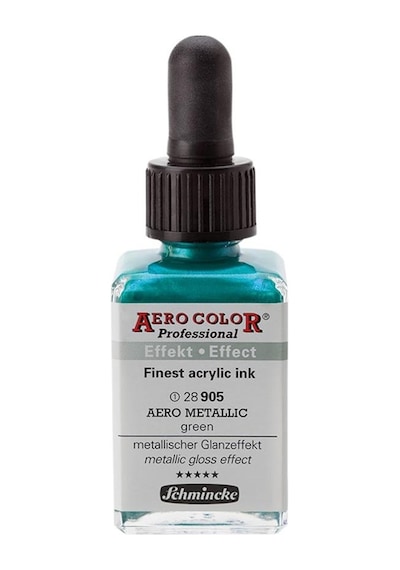 Schmincke Aero Color Akrilik Mürekkep 28Ml 905 Aero Metallic Gree