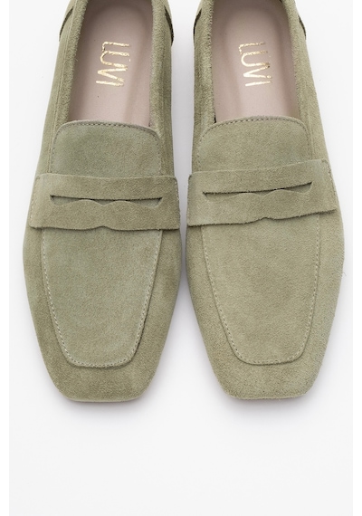 Luvishoes Luvi Shoes Morne Yeşil Süet Hakiki Deri Kadın Loafer Ayakkabı Yeşil Süet Yeşil